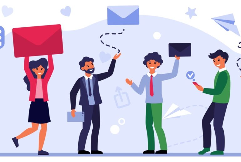 People sending and receiving messages